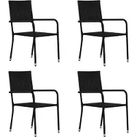 vidaXL Tuinstoelen 4 st stapelbaar poly rattan zwart