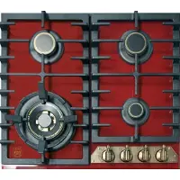 Kaiser gaskookplaat, KCG 6335 RotEm Bordeaux glas, retro inbouw kookplaat