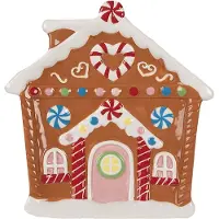 Clayre & Eef Ontbijtbord Gingerbread house 20x21x2 cm Bruin Keramiek