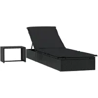vidaXL Ligbed met tafel 1 st poly rattan zwart