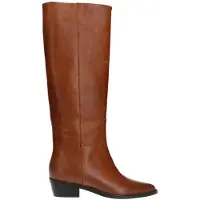 Manfield Cognac leren hoge laarzen | Maat 37
