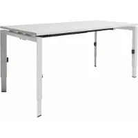 Schaffenburg Linesto N4 bureau, hoogte instelbaar (65-85cm) met 180x80cm logan eiken zwevend 25mm blad en aluminium (RAL9006) vierpoot N-frame (poot rechthoekig 66 x 26 mm.), (met geintegreerde kabelgoot)