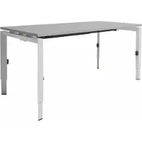 Schaffenburg Linesto N3 bureau, hoogte instelbaar (65-85cm) met 180x80cm havana/ kersen licht zwevend 25mm blad en wit (RAL9010) vierpoot N-frame (poot driehoekig 50x50x75 mm.), (met geïntegreerd kabelgoot)
