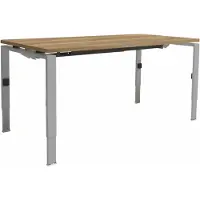 Schaffenburg Linesto N4 bureau, hoogte instelbaar (65-85cm) met 180x80cm robson eiken zwevend 25mm blad en zwart (RAL9005) vierpoot N-frame (poot rechthoekig 66 x 26 mm.), (met geintegreerde kabelgoot)
