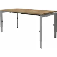 Schaffenburg Linesto N3 bureau, hoogte instelbaar (65-85cm) met 120x80cm krijtwit eiken zwevend 25mm blad en aluminium (RAL9006) vierpoot N-frame (poot driehoekig 50x50x75 mm.), (met geïntegreerde kabelgoot)