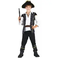 Vegaoo - Blauw en goudkleurig barok piraten kostuum voor jongens