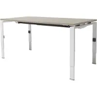Schaffenburg Linesto N4 bureau, hoogte instelbaar (65-85cm) met 120x80cm halifax eik natuur zwevend 25mm blad en aluminium (RAL9006) vierpoot N-frame (poot rechthoekig 66 x 26 mm.), (met geintegreerde kabelgoot)