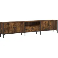vidaXL Tv-meubel met lade 200x25x44 cm bewerkt hout gerookt eikenkleur