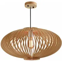 QUVIO Hanglamp Scandinavisch - Ronde kap van hout - Kap: 58 x 30 cm