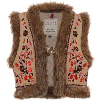 LOOXS Gilet borduursels imitatie bont voor meisjes in de kleur