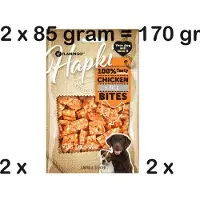 Flamingo 2X hapki hondensnack kip en rice bites 85 gram x 2 = 170 gram GEEN SUIKERS TOEGEVOEGD 100% TASTY