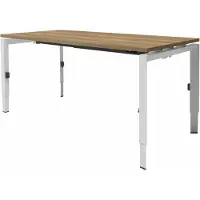 Schaffenburg Linesto N3 bureau, hoogte instelbaar (65-85cm) met 180x80cm lindberg eiken zwevend 25mm blad en zwart (RAL9005) vierpoot N-frame (poot driehoekig 50x50x75 mm.), (met geïntegreerde kabelgoot)