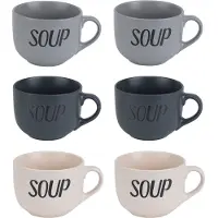 Cosy & Trendy Soepbekers/soepkommen - set 6x stuks - 11 x 8 cm - 510 ml - keramiek - mix kleuren - Kommetjes
