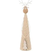 J-Line figuur Rendier deco teddy - metaal/hout - beige/naturel - large