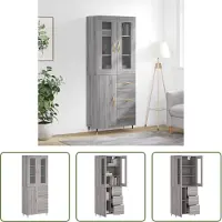 The Living Store Hoge Kast - 69.5x34x180 cm - Grijs Sonoma Eiken - Duurzaam hout en metaal