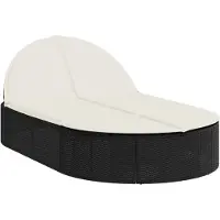 vidaXL Ligbed 2-persoons met kussens poly rattan zwart