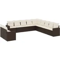 vidaXL 11-delige Loungeset met kussens poly rattan bruin