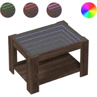 vidaXL Salontafel met LED 73x53x45 cm bewerkt hout bruin eikenkleurig