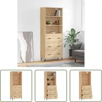 The Living Store Hoge Kast - Sonoma Eiken - 69.5 x 34 x 180 cm - Duurzaam materiaal