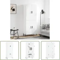The Living Store Hoge Kast - Wit - 69.5 x 34 x 180 cm - Duurzaam materiaal