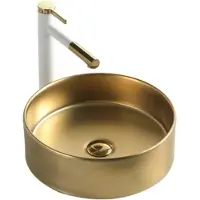 Boss & Wessing Waskom Opbouw Keramiek Rond 36x36x12 cm Mat Goud - Waskom opbouw - Waskommen - Wasbak - Wastafels