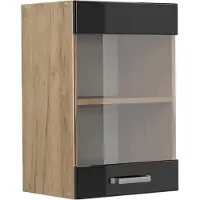 Vicco R-Line Glazen keukenkast – 40 cm Zwart hoogglans