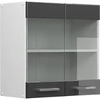 Vicco R-Line Glazen keukenkast – 60 cm Antraciet Hoogglans