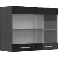 Vicco R-Line Glazen keukenkast – 80 cm Zwart hoogglans