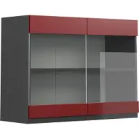 Vicco R-Line Glazen keukenkast – 80 cm J-vorm Rood