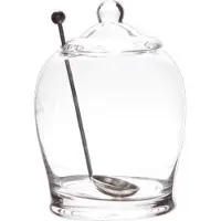 COSY&TRENDY OLIJFPOT MET LEPEL D7XH14CM GLAS-INOX SET VAN 24 STUKS