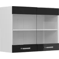 Vicco R-Line Glazen keukenkast – 80 cm Zwart hoogglans