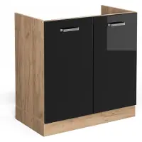 Vicco R-Line Wastafelkast – 80 cm zonder werkblad Zwart hoogglans