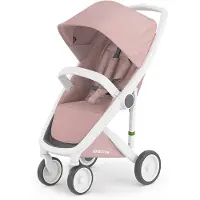 Greentom Classic Buggy Kinderwagen - Lichtgewicht Reisbuggy, Inklapbaar, Duurzaam (Gerecycled) - Wit Licht Roze
