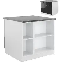 Vicco Keukeneiland Fame-Line Antraciet hoogglans/wit 90 cm met lade, zonder werkblad, Model 38705