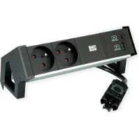 Bachmann DESK2 ALU ZWART 2xUTE 1xUSB A&C 22W 0,2m GST18