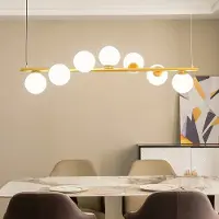 LumenXL Design hanglamp Atto goud met melkwit glas, 7-lichts