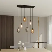 Euluna Glazen hanglamp Glassy, dimbaar, zwart, Woon-/ Eetkamer, metaal, Modern, hanglamp