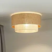 Euluna Plafondlamp Boho Jute, dimbaar, bruin / roest, Woon-/ Eetkamer, Textiel / Stof / Zijde, plafondlamp