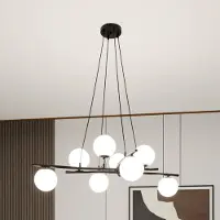 Euluna Glazen hanglamp Glassy, dimbaar, zwart, Woon-/ Eetkamer, Glas, Modern, hanglamp