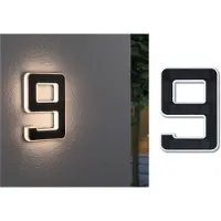 Paulmann Solar LED-huisnummerverlichting incl. verwisselbare accu Nummer 9 IP44 3000K 6lm Zwart