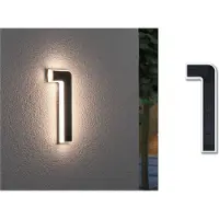 Paulmann LED solar-huisnummer 1 Solar-Hausnummer, zwart, Kunststof, Modern, Wandlamp buiten