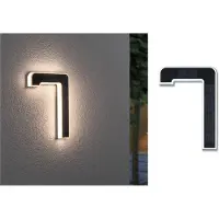 Paulmann LED solar-huisnummer 7 Solar-Hausnummer, zwart, Kunststof, Modern, Wandlamp buiten