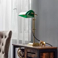 BERLINER MESSINGLAMP Bureaulamp GITA, groen, Woon-/ Eetkamer, Glas, Antiek, bureaulamp