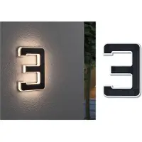 Paulmann Solar LED-huisnummerverlichting incl. verwisselbare accu Nummer 3 IP44 3000K 6lm Zwart