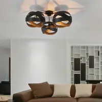 Euluna Plafondlamp Tornado, dimbaar, zwart, Woon-/ Eetkamer, metaal, Modern, plafondlamp