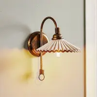 ONLI Wandlamp Rosina , dimbaar, brons / oud-messing, Woon-/ Eetkamer, Keramiek, Landelijk, wandlamp