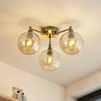 LINDBY Plafondlamp Jemissa, dimbaar, messing / goud, Woon-/ Eetkamer, metaal, Modern, plafondlamp