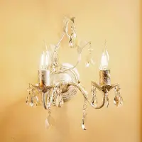 ONLI Wandlamp kristal Teresa, dimbaar, crème / amber, Woon-/ Eetkamer, metaal, Antiek, Wandlamp