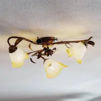 ONLI Plafondlamp Lucrezia, dimbaar, brons / oud-messing, Woon-/ Eetkamer, metaal, Florentijns, plafondlamp