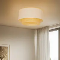 Duolla Plafondlamp Boho, dimbaar, wit / opaal, Slaapkamer, Textiel / Stof / Zijde, plafondlamp